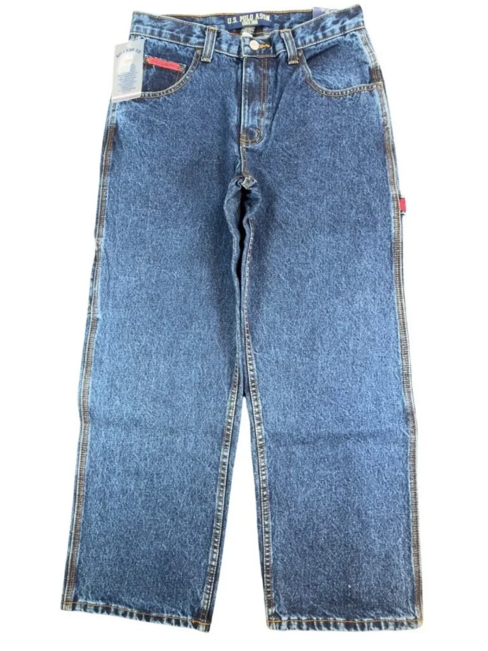 U.S. Polo Assn Carpenter Jeans Boys 16 Blue Cotton Easy Fit Regular Leg NWT